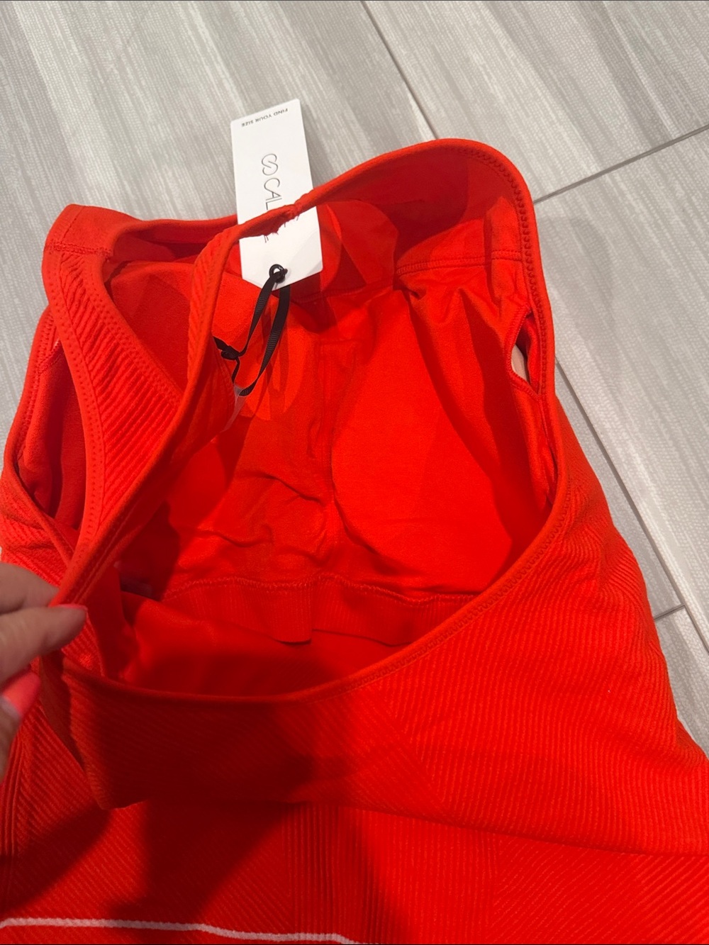 Calia Red Ribbed Racerback Tank with built-in bra - Picture 3 of 3
